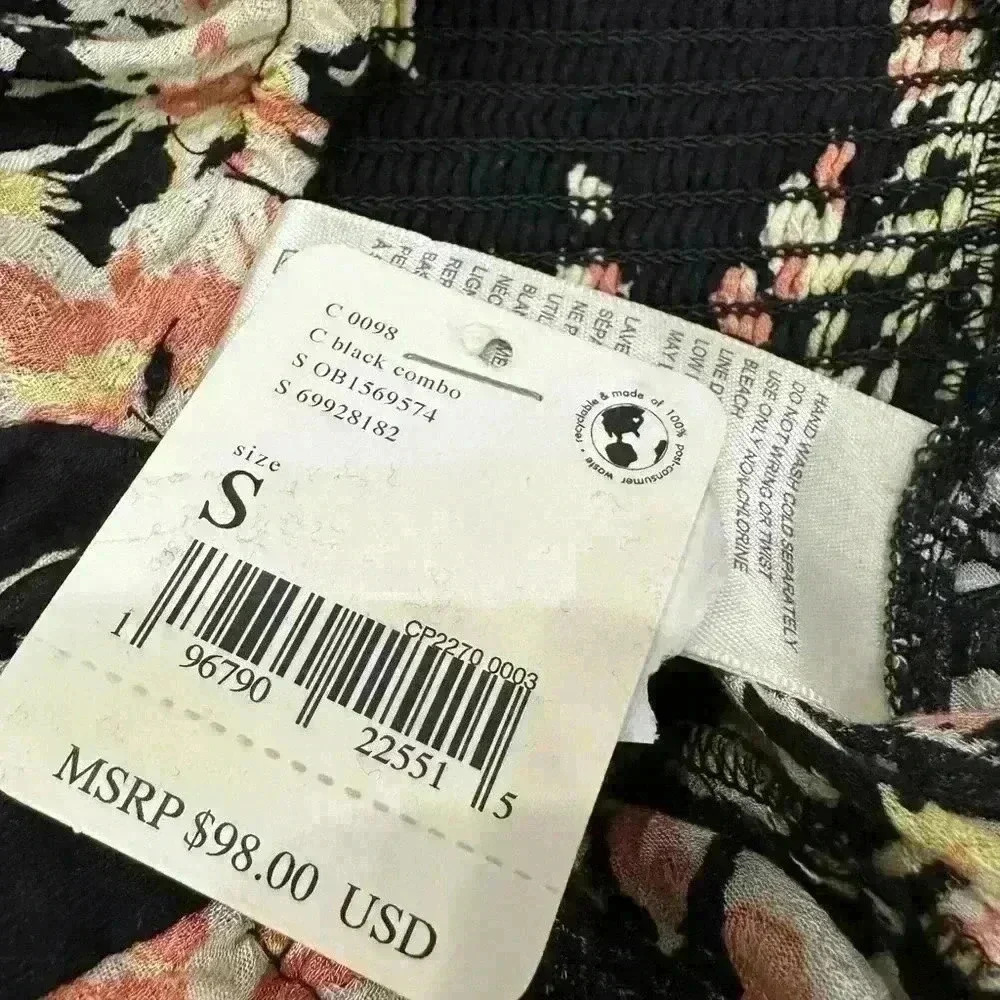 FREE PEOPLE HILARY PRINTED TOP IN BLACK COMBO - Size Small - BNWT - Picture 8 of 8